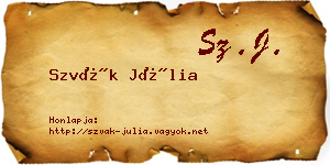 Szvák Júlia névjegykártya